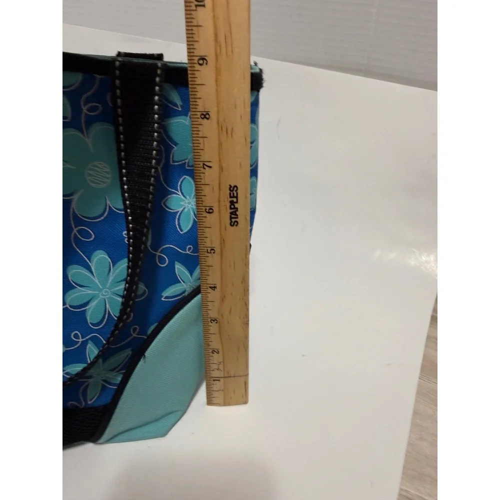 Fridge Pak Really Cool Blue Teal Floral Insulated Lunch Tote Bag Zippered Canvas